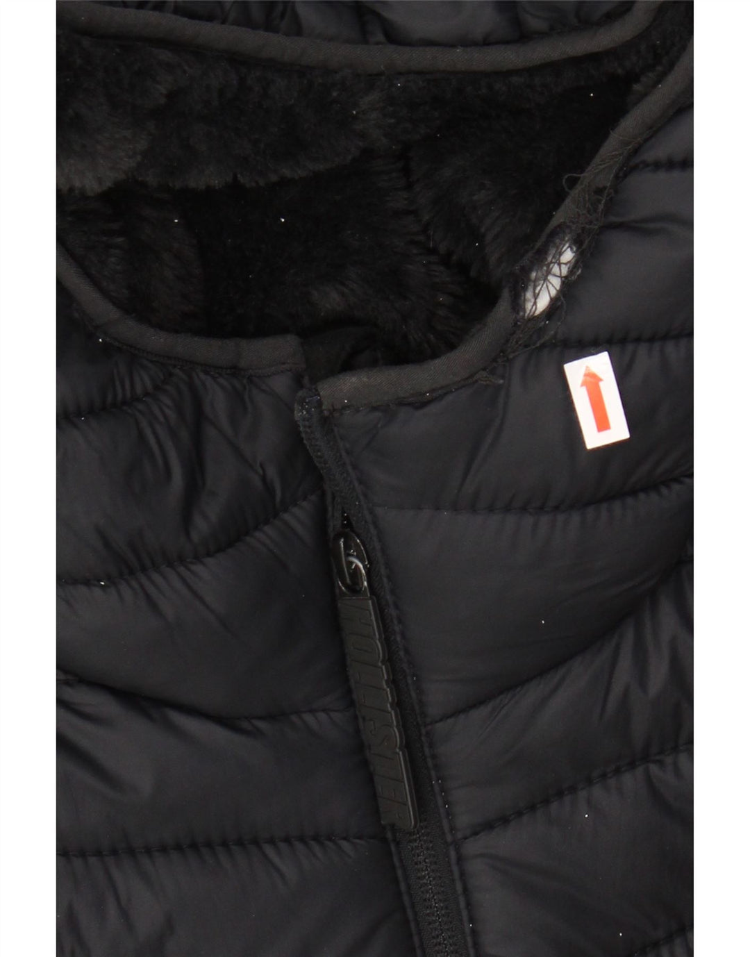 HOLLISTER Herre hættepolstret jakke UK 34 XS sort nylon