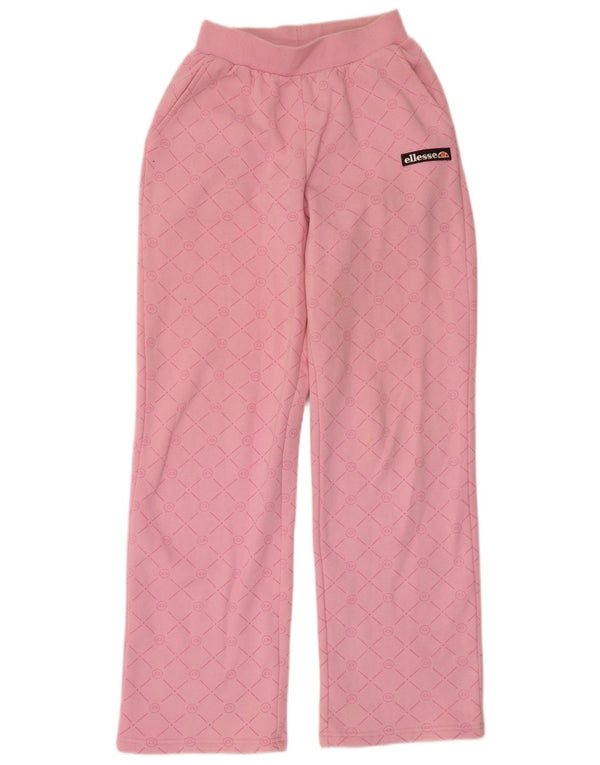 Ellesse Womens High Waist Tracksuit Trousers UK 10 Small Pink Geometric