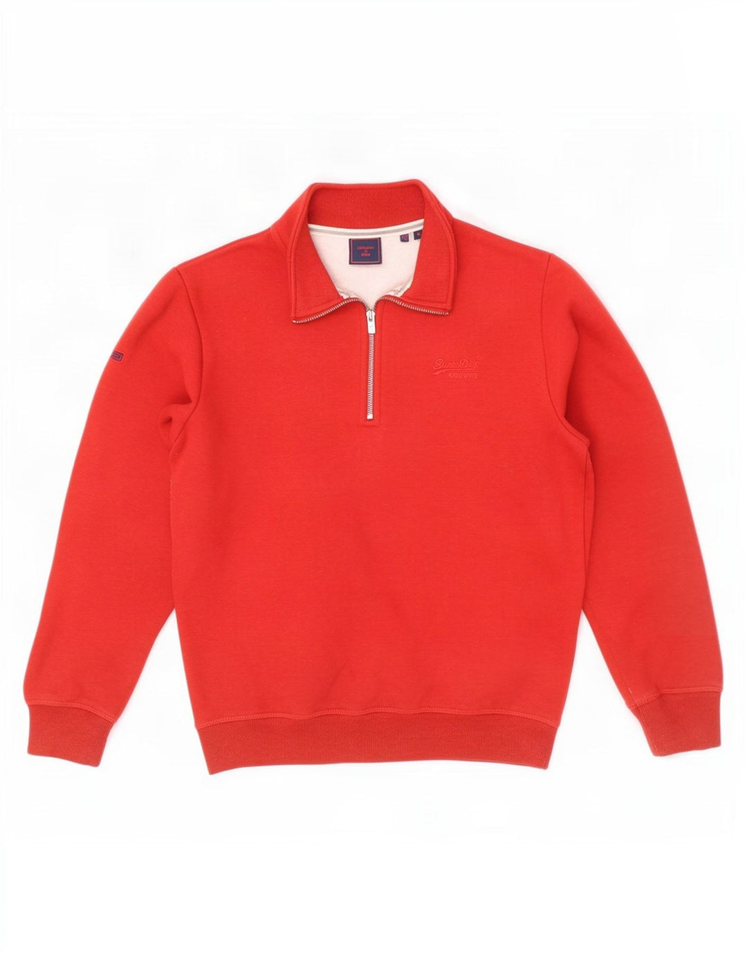 Superdry Sweatshirt med lynlås til mænd, medium rød bomuld