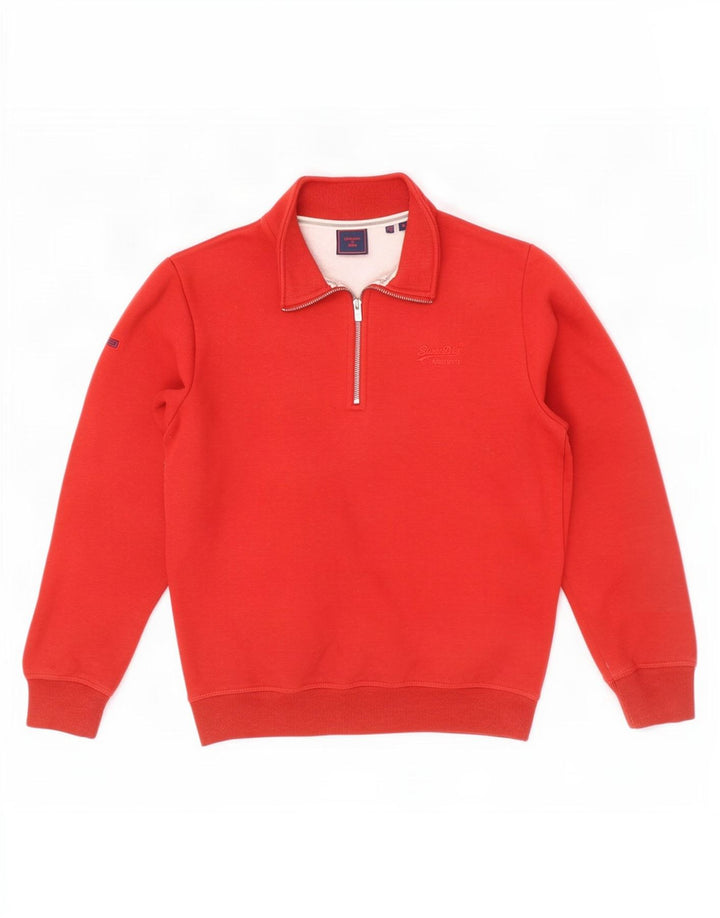 Superdry Sweatshirt med lynlås til mænd, medium rød bomuld