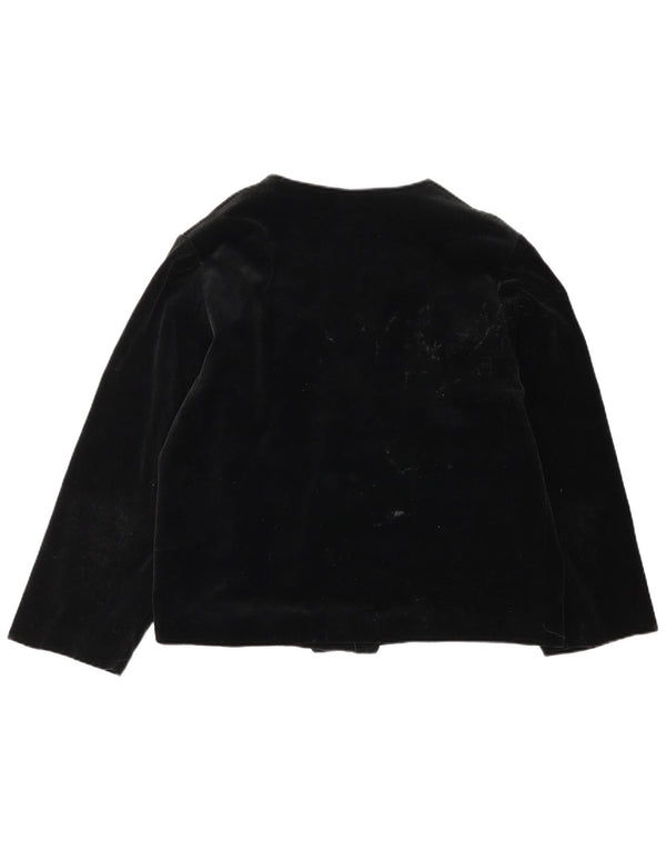 Vintage Dame Velvet Oversized Blazer Jacket UK 14 Medium Sort Bomuld