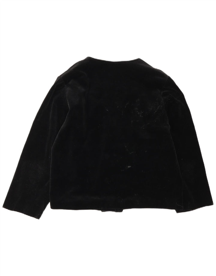 Vintage Dame Velvet Oversized Blazer Jacket UK 14 Medium Sort Bomuld