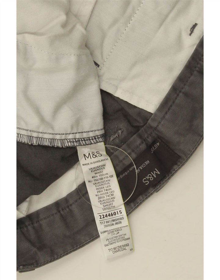 Marks & Spencer Herre Regular Chino Bukser W40 L29 Grå Bomuld