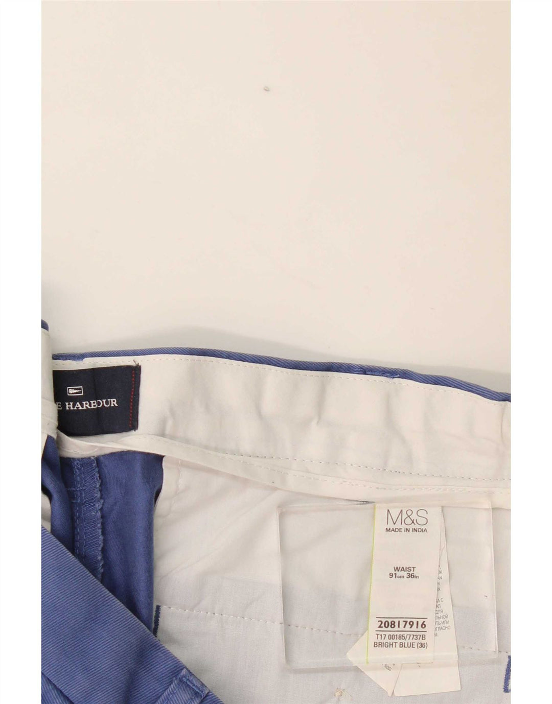 Marks & Spencer Herre Blue Harbor Chino Shorts W36 Large Blue Cotton