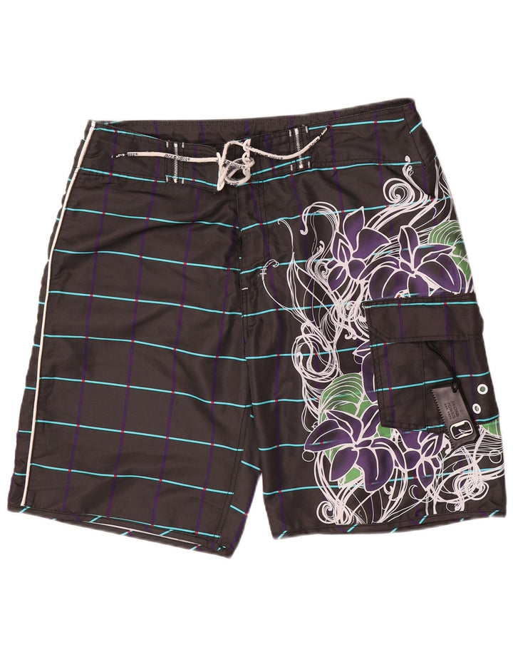 Jack & Jones grafiske badeshorts til mænd, store sorte blomsterpolyester