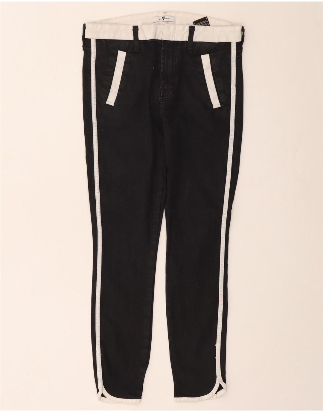 7 For All Mankind Womens Crop Skinny Jeans W27 L25 Sort Colourblock Bomuld