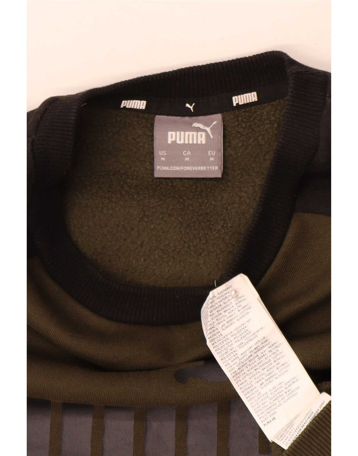 Puma Herre Grafisk Sweatshirt Jumper Medium Khaki Colourblock Bomuld