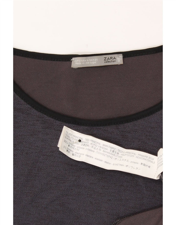 Zara Dametop Langærmet UK 10 Lille Grå Polyester