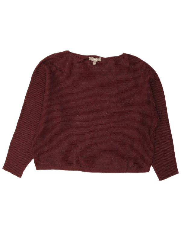 Oasis Dame Boat Neck Jumper Sweater UK 16 Large Burgundy Viscose
