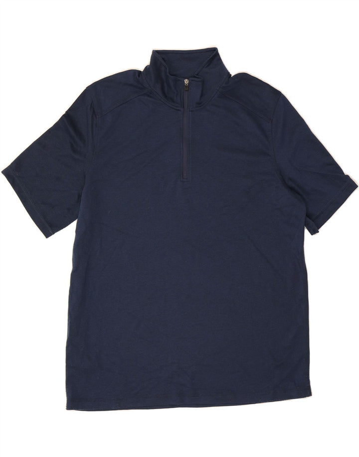 EDDIE BAUER Mens Zip Neck T-Shirt Top XL Navy Blue Polyester Vintage Eddie Bauer and Second-Hand Eddie Bauer from Messina Hembry 