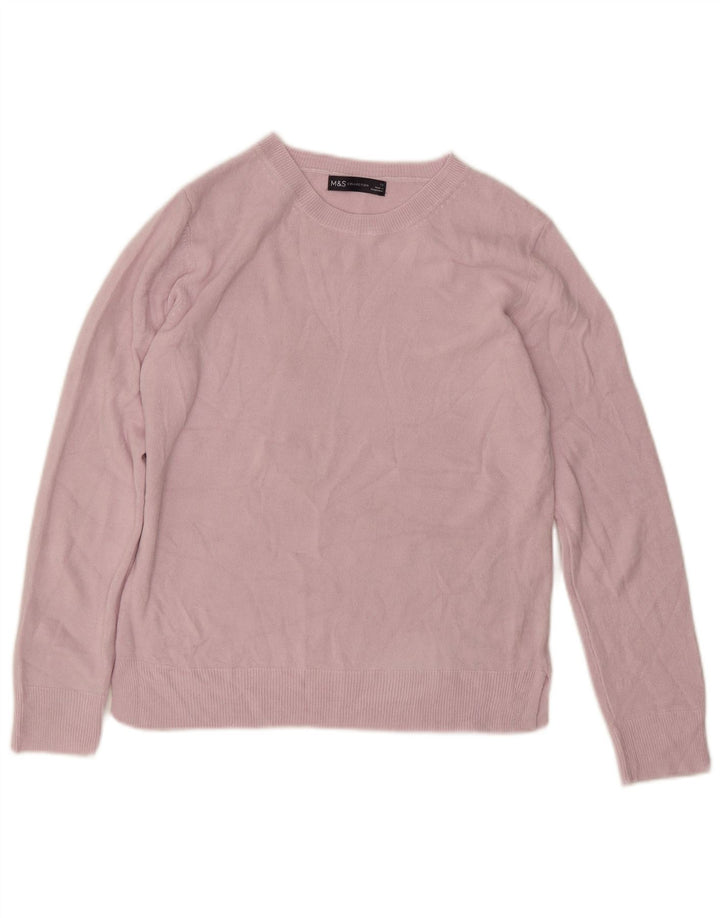 Marks & Spencer Dame sweater med rund hals DK 12 Medium Pink Akryl