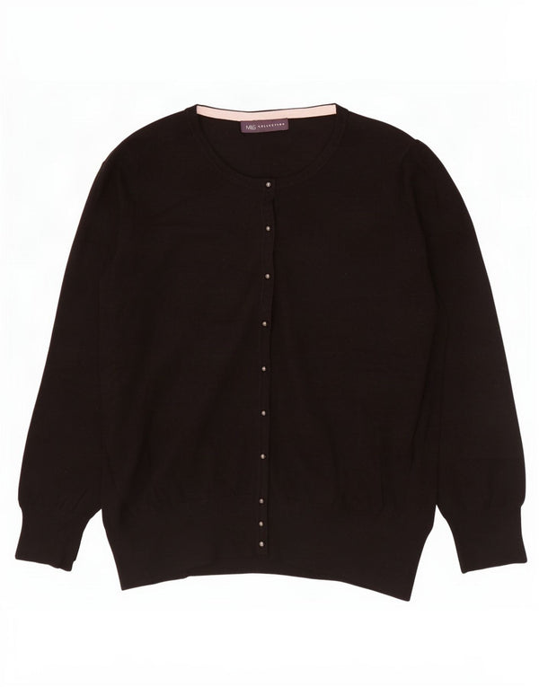Marks & Spencer Dame Cardigan Sweater UK 20 2XL Sort Viscose