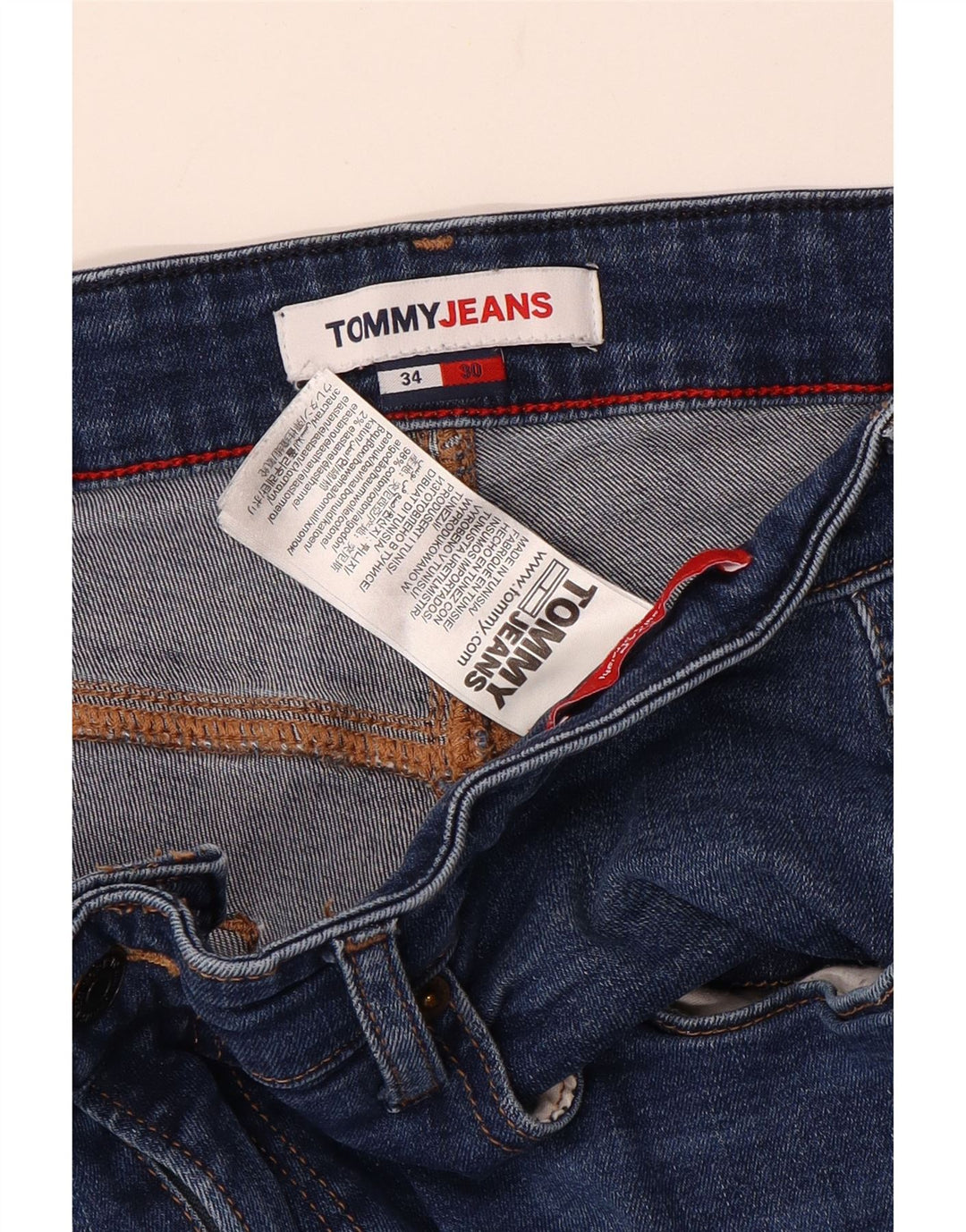 Tommy Hilfiger Herre Straight Jeans W34 L30 Blå Bomuld