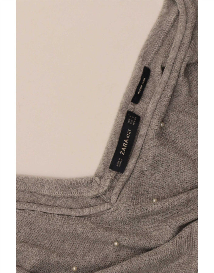 Zara Dame Oversized V-hals sweater UK 14 Medium Grey
