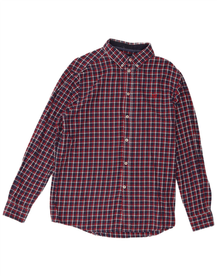 Crew Clothing Herre Classic Fit skjorte Stor marineblå ternet bomuld