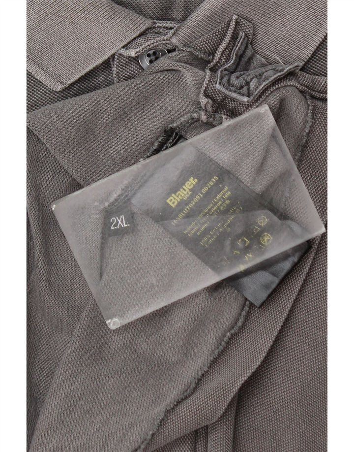 Blauer herre poloshirt 2XL grå bomuld