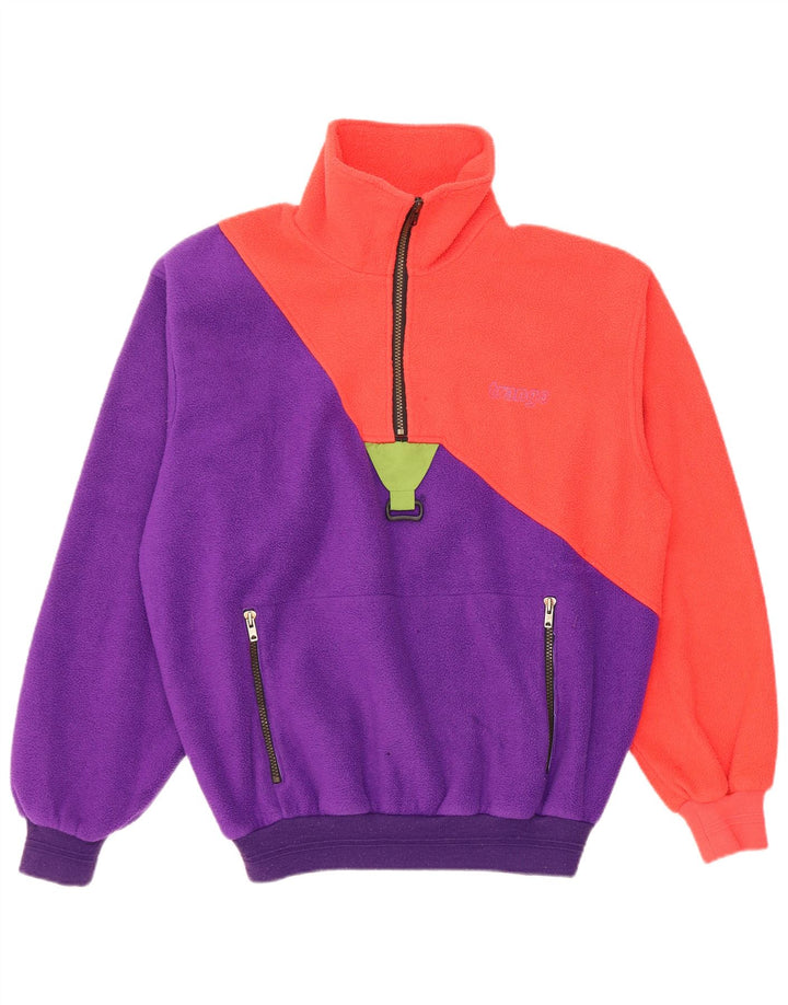Vintage herre lynlås-hals fleece jumper medium orange Colourblock Polyester