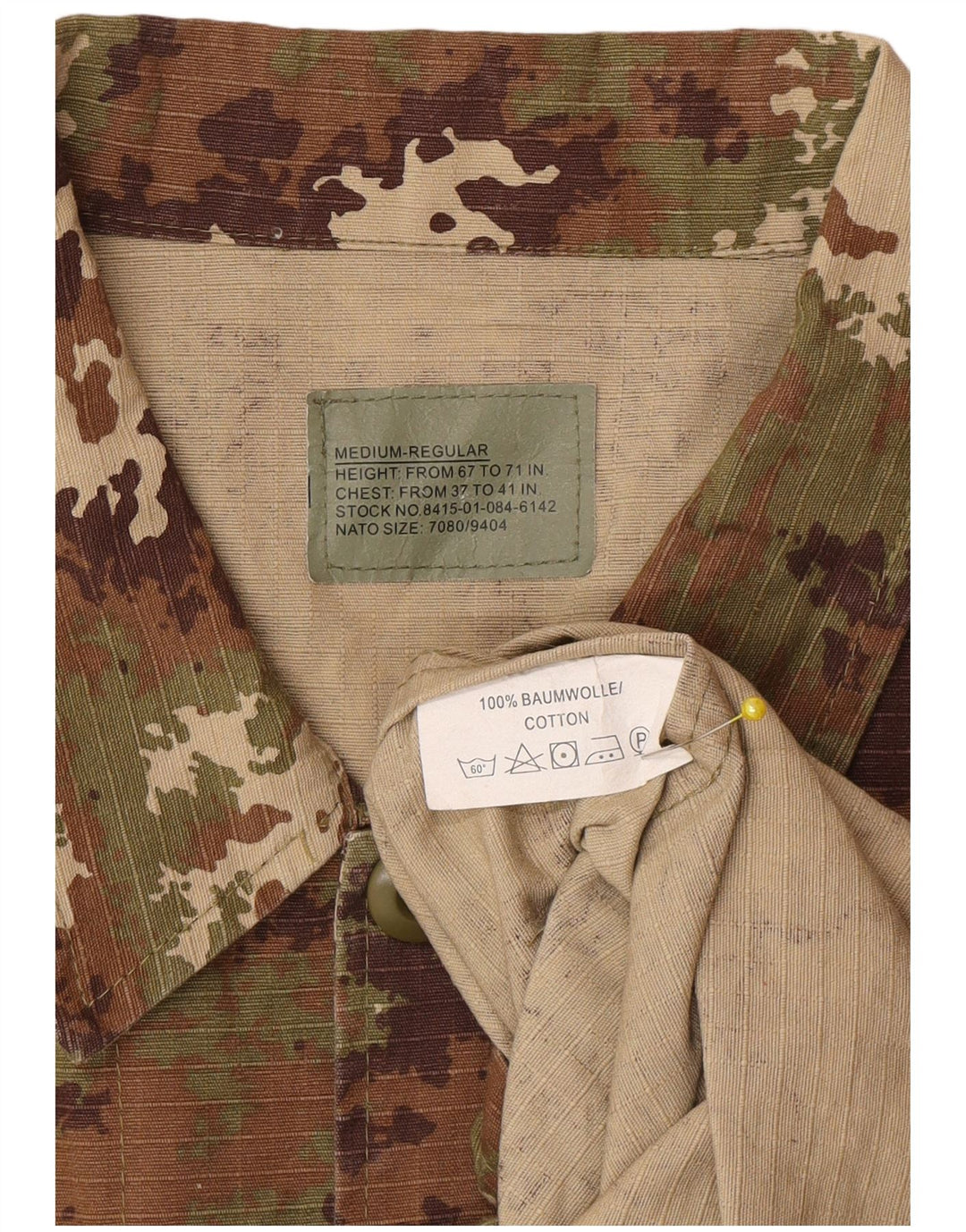 Vintage Herre Military Jacket UK 38 Medium Khaki Camouflage Cotton