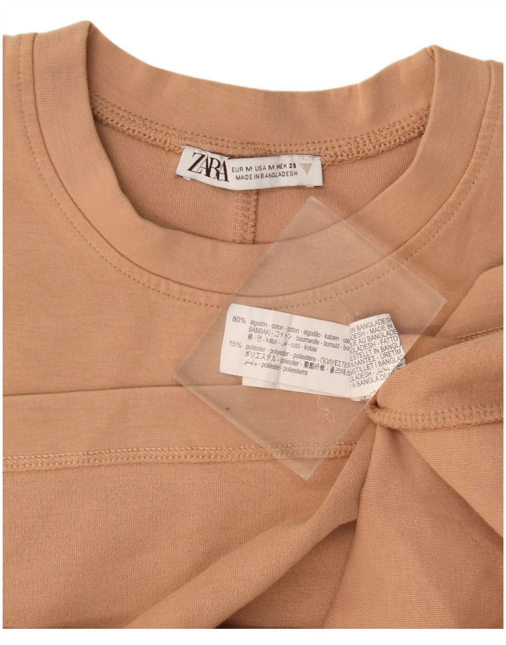 Zara T-Shirt Top UK 14 Medium Beige Bomuld