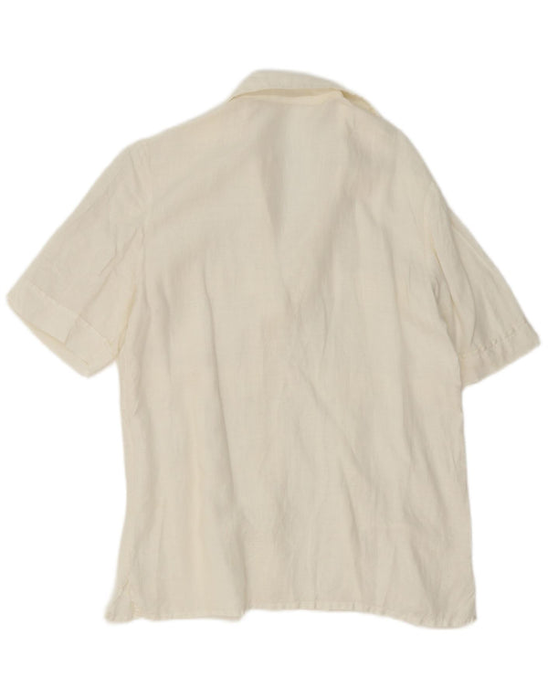 Vintage kortærmet trøje til kvinder IT 44 Medium hvid hør