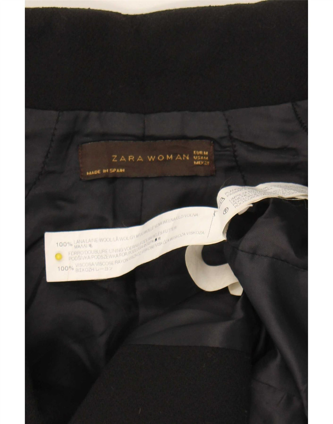 Zara Dame Blazer Jacket UK 12 Medium Sort Uld
