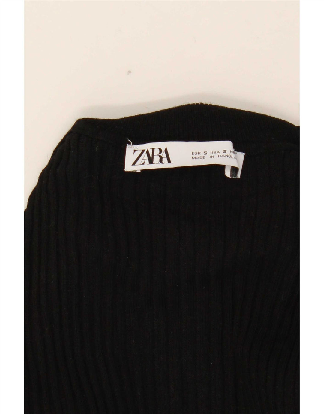 Zara Womens Crop Top Langærmet UK 8 Small Black Viscose