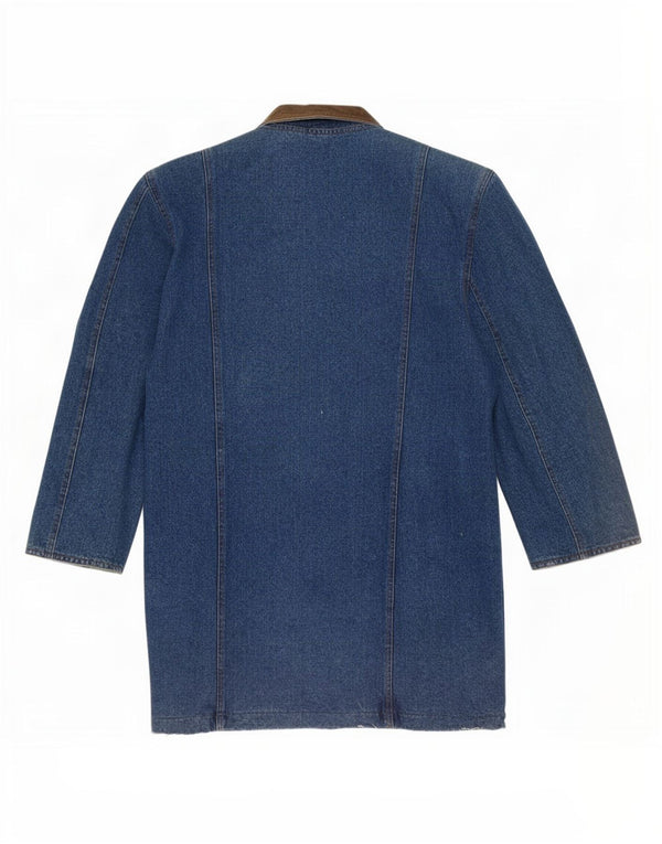 Vintage Western Oversized Denim Coat til kvinder, US 3 XS Blå Colourblock Bomuld