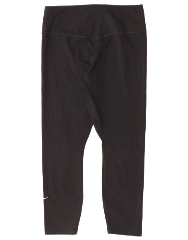 Nike Dame Dri Fit Capri Leggings UK 12 Medium Sort Polyester