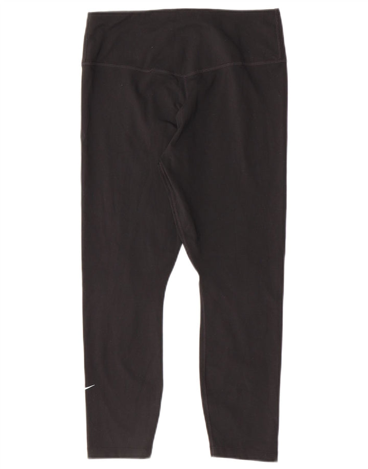 Nike Dame Dri Fit Capri Leggings UK 12 Medium Sort Polyester