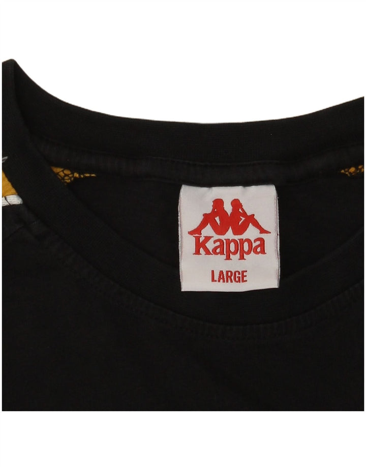 Kappa Herre Grafisk T-Shirt Top Stor Sort Colourblock