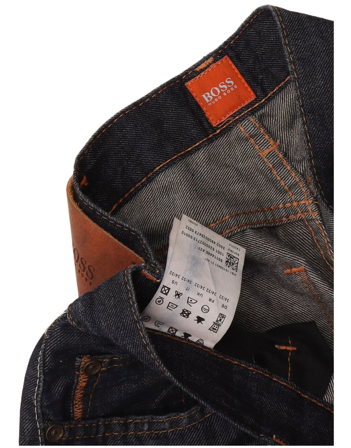 Hugo Boss Mens Straight Jeans W34 L32 Navy Blue Cotton