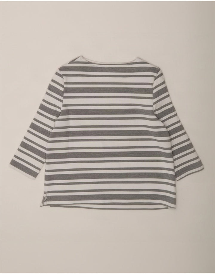 Marks & Spencer dametop 3/4 ærmer UK 12 mellemgrå stribet polyester