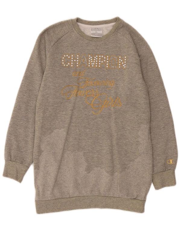 Champion Piger Sweatshirt Jumper Kjole 9-10 år Grå Flecked Bomuld