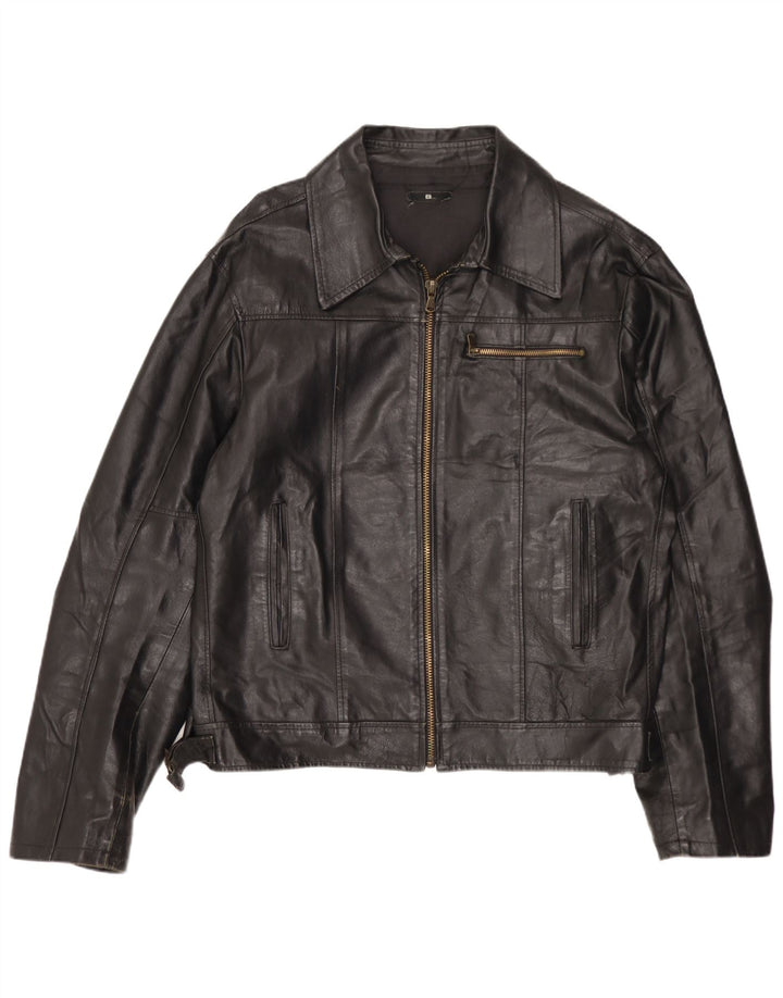Vintage læderjakke til kvinder UK 18 XL sort læder