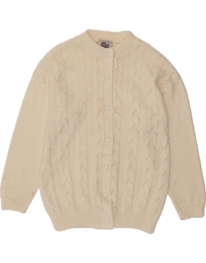 VINTAGE Womens Cardigan Sweater One Size White Acrylic Vintage Vintage and Second-Hand Vintage from Messina Hembry 