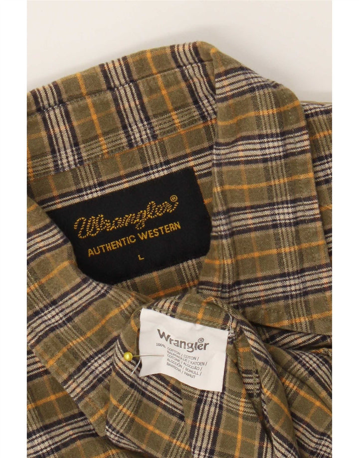 Wrangler Herre Flanelskjorte Stor Khaki Ternet Bomuld