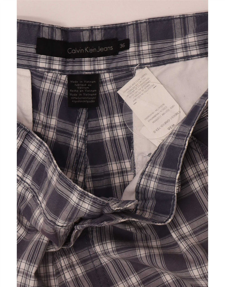 Calvin Klein Herre Cargo Shorts W36 store marineblå ternet bomuld