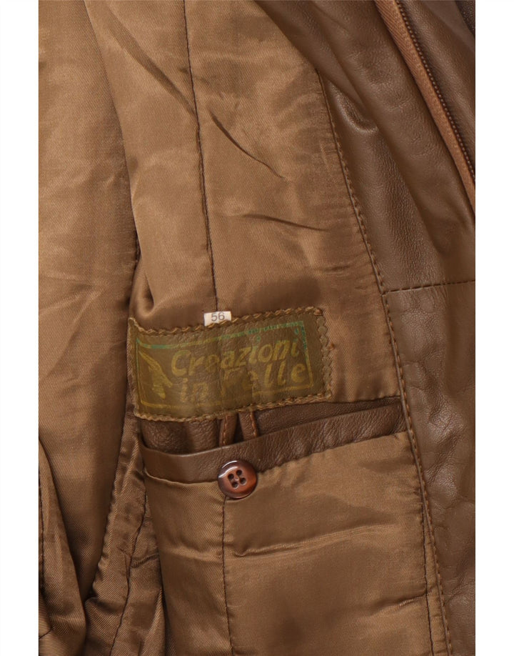 Vintage Herre Military Læderjakke UK 42 XL Khaki Læder