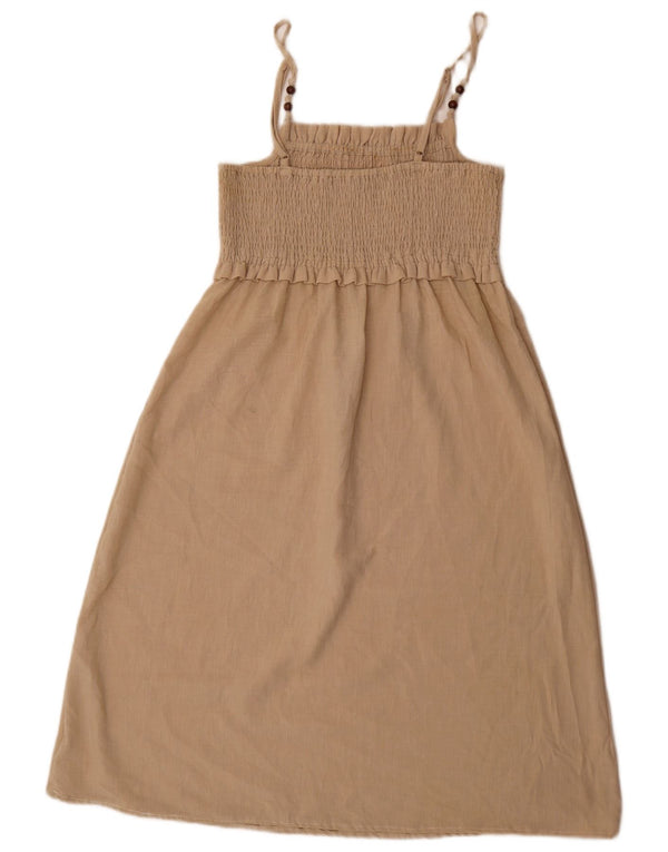 Zara Dame Ærmeløs A-Line Kjole UK 12 Medium Beige