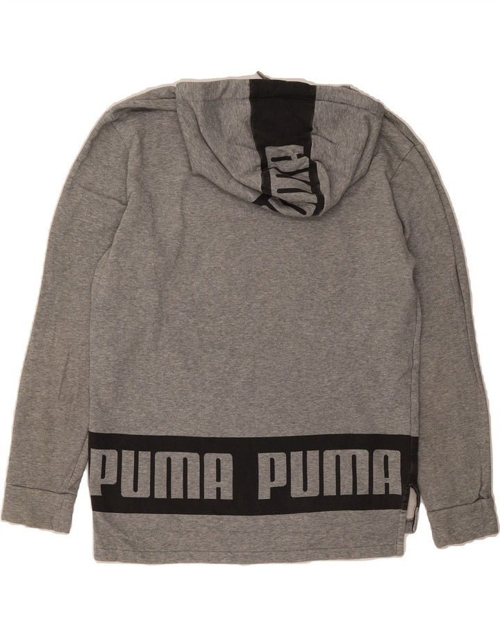 PUMA Mens Graphic Hoodie Jumper Medium Grey Cotton Vintage Puma and Second-Hand Puma from Messina Hembry 