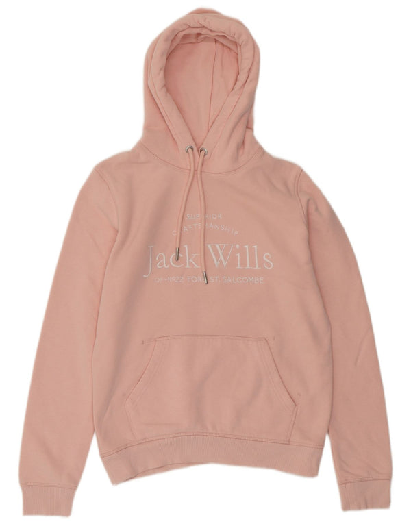 JACK WILLS Grafisk oversized hættetrøje til damer UK 8 Lille Pink Bomuld
