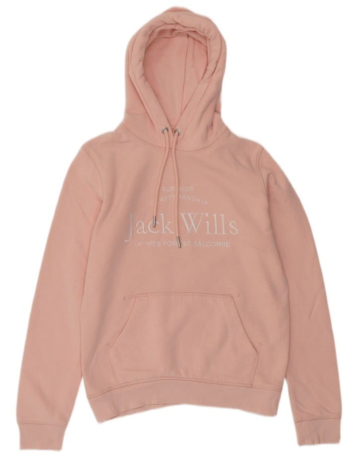 JACK WILLS Grafisk oversized hættetrøje til damer UK 8 Lille Pink Bomuld