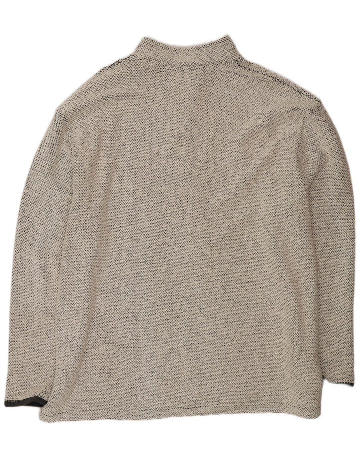 Weird Fish Herre Zip Neck Sweatshirt Jumper Medium Off White Flecked Bomuld