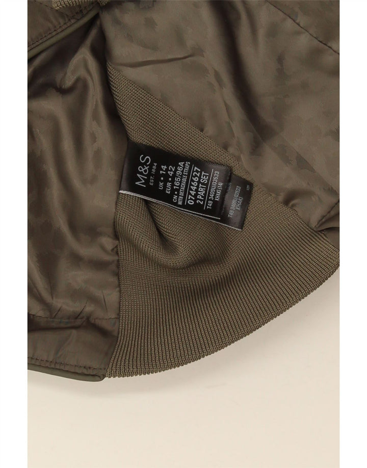 Marks & Spencer Quiltet jakke til kvinder UK 14 Stor Khaki Polyester