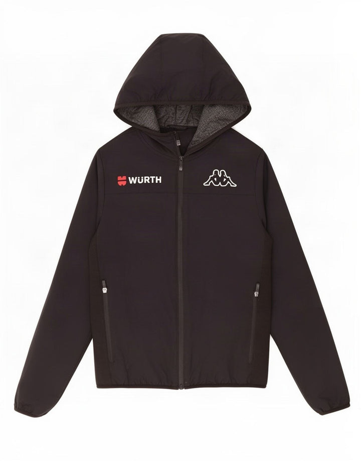 Kappa Herre Hooded Graphic Windbreaker Jacket UK 36 Small Black Polyamide