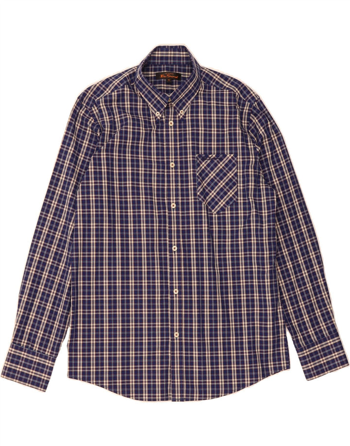 BEN SHERMAN Mens Shirt Medium Navy Blue Check Cotton Vintage Ben Sherman and Second-Hand Ben Sherman from Messina Hembry 
