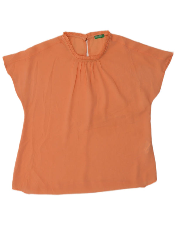 Benetton Damebluse Top UK 14 Medium Orange Polyester