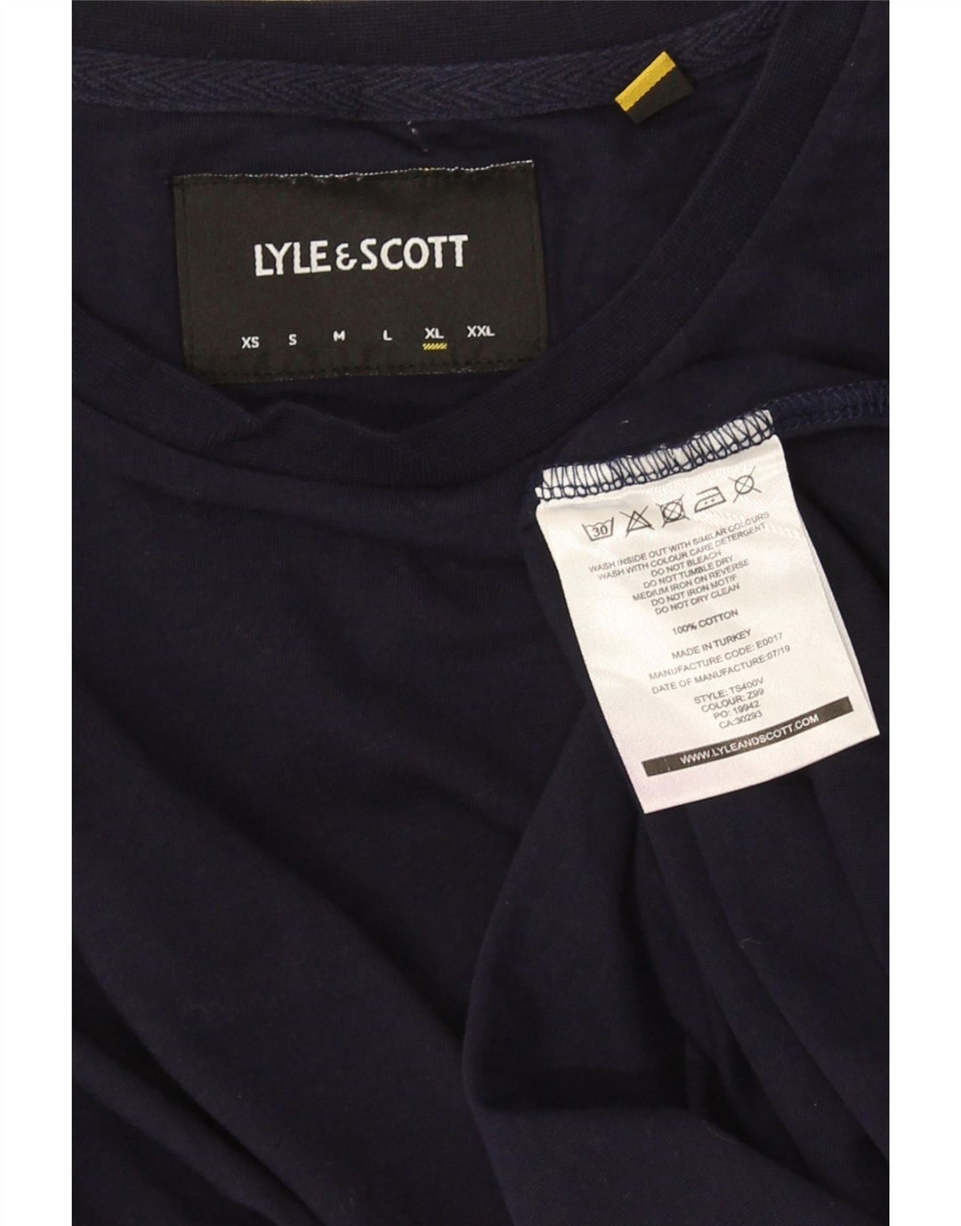 Lyle & Scott herre T-shirt top XL marineblå bomuld