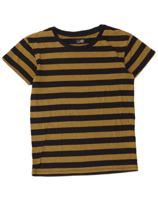 Billig mandag dame T-shirt top UK 6 XS marineblå stribet bomuld