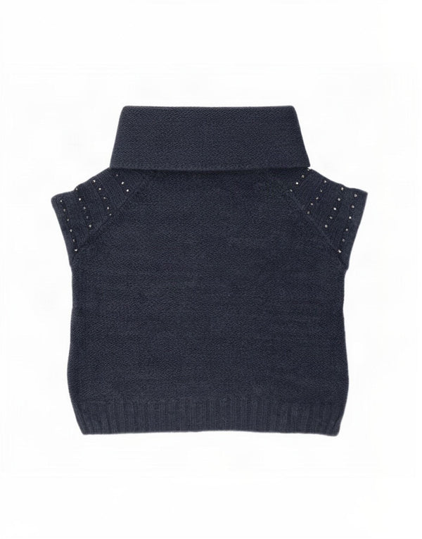 MINT VELVET Dame Crop Vest Tank Top UK 16 Large Navy Blue